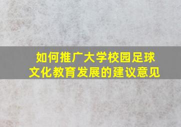 如何推广大学校园足球文化教育发展的建议意见