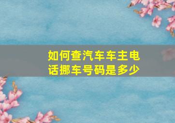 如何查汽车车主电话挪车号码是多少