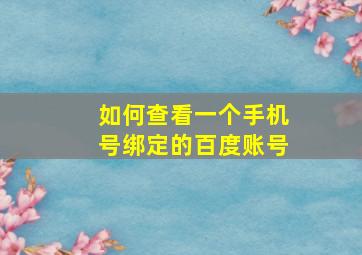 如何查看一个手机号绑定的百度账号