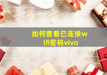 如何查看已连接wifi密码vivo