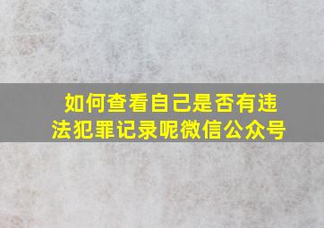 如何查看自己是否有违法犯罪记录呢微信公众号