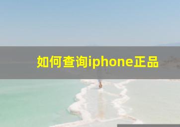 如何查询iphone正品