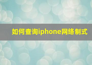 如何查询iphone网络制式