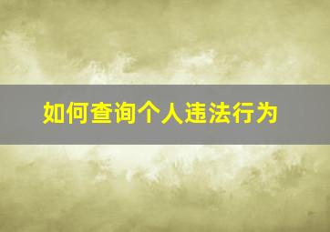 如何查询个人违法行为