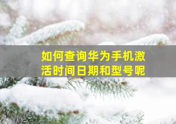 如何查询华为手机激活时间日期和型号呢