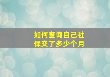 如何查询自己社保交了多少个月