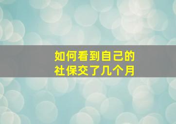 如何看到自己的社保交了几个月