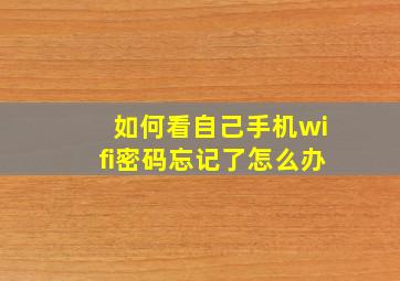 如何看自己手机wifi密码忘记了怎么办