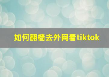 如何翻樯去外网看tiktok