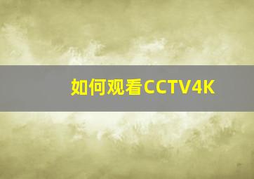 如何观看CCTV4K