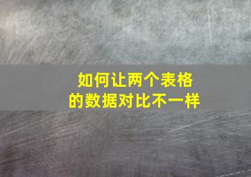 如何让两个表格的数据对比不一样