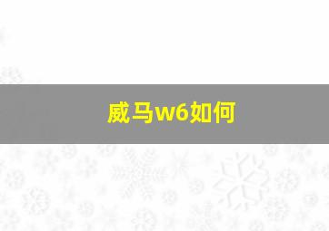 威马w6如何