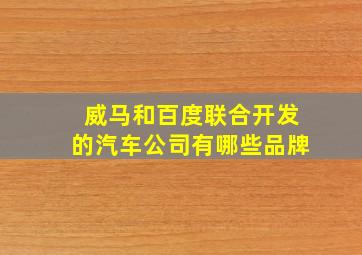 威马和百度联合开发的汽车公司有哪些品牌