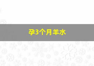 孕3个月羊水