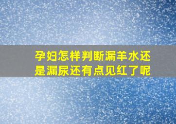 孕妇怎样判断漏羊水还是漏尿还有点见红了呢