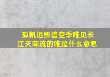 孤帆远影碧空季唯见长江天际流的唯是什么意思