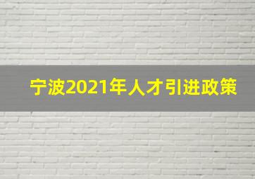 宁波2021年人才引进政策