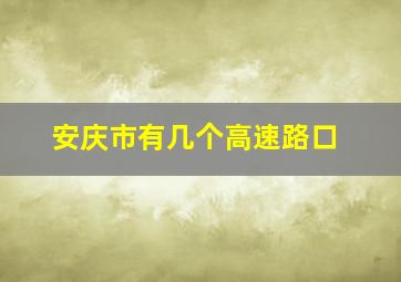 安庆市有几个高速路口