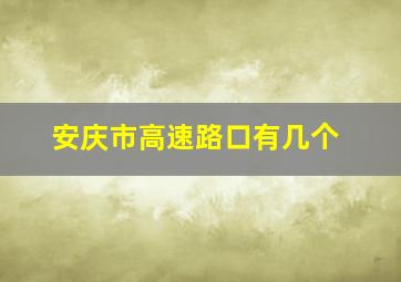 安庆市高速路口有几个