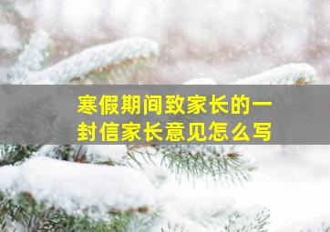 寒假期间致家长的一封信家长意见怎么写