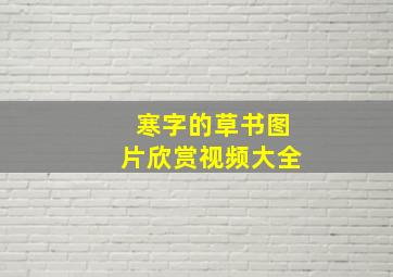 寒字的草书图片欣赏视频大全