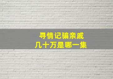 寻情记骗亲戚几十万是哪一集