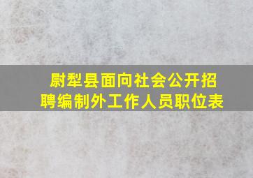 尉犁县面向社会公开招聘编制外工作人员职位表