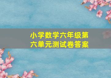 小学数学六年级第六单元测试卷答案