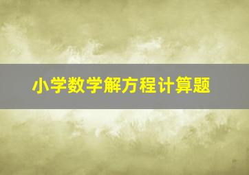 小学数学解方程计算题