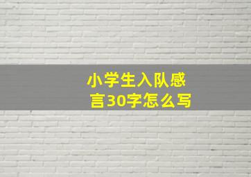 小学生入队感言30字怎么写