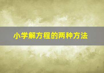 小学解方程的两种方法