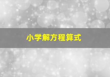 小学解方程算式