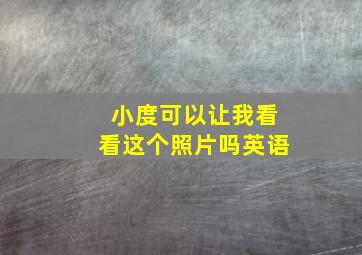 小度可以让我看看这个照片吗英语