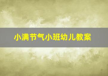 小满节气小班幼儿教案