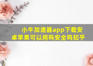 小牛加速器app下载安卓苹果可以用吗安全吗知乎