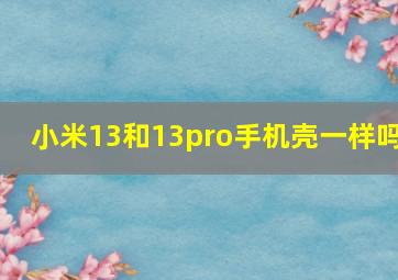 小米13和13pro手机壳一样吗