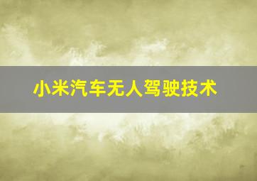 小米汽车无人驾驶技术