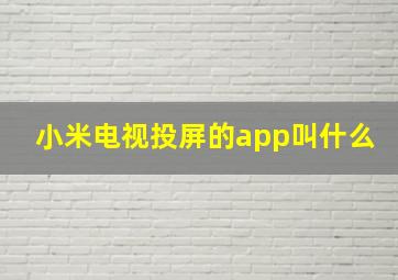 小米电视投屏的app叫什么