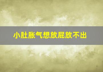 小肚胀气想放屁放不出