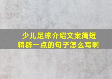 少儿足球介绍文案简短精辟一点的句子怎么写啊