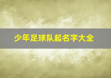 少年足球队起名字大全