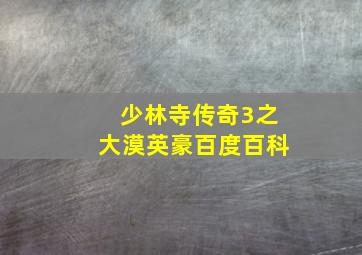 少林寺传奇3之大漠英豪百度百科