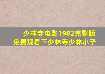 少林寺电影1982完整版免费观看下少林寺少林小子