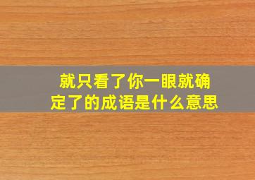 就只看了你一眼就确定了的成语是什么意思