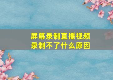 屏幕录制直播视频录制不了什么原因