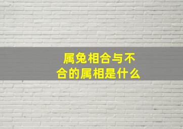 属兔相合与不合的属相是什么