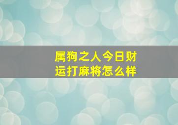 属狗之人今日财运打麻将怎么样