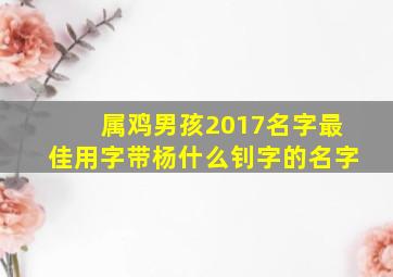 属鸡男孩2017名字最佳用字带杨什么钊字的名字