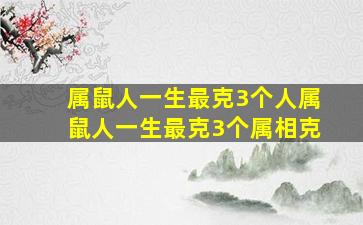 属鼠人一生最克3个人属鼠人一生最克3个属相克