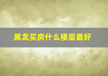 属龙买房什么楼层最好